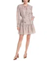 Rebecca Taylor Violet Fleur Silk Mini Dress In Purple