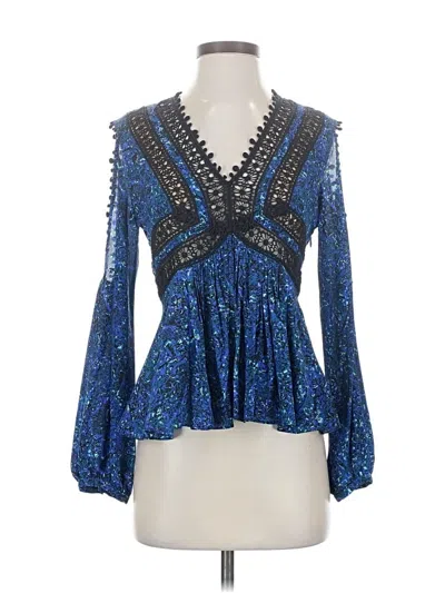 Pre-owned Rebecca Taylor Long Sleeve Blouse In Blue