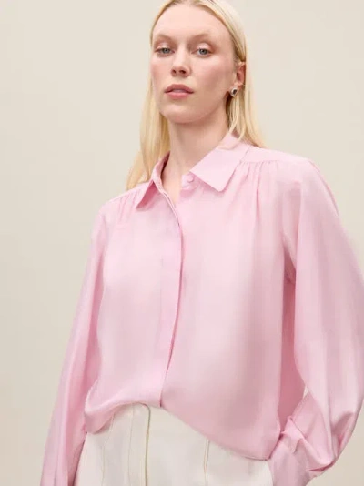 Rebecca Taylor Long Sleeve Charm Blouse In Pink