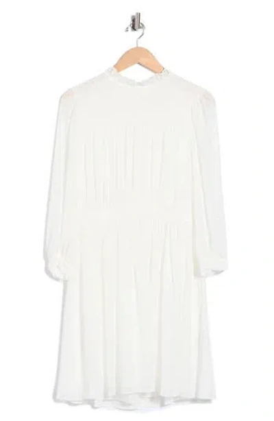 Rebecca Taylor Long Sleeve Clip Dot Chiffon Dress In White