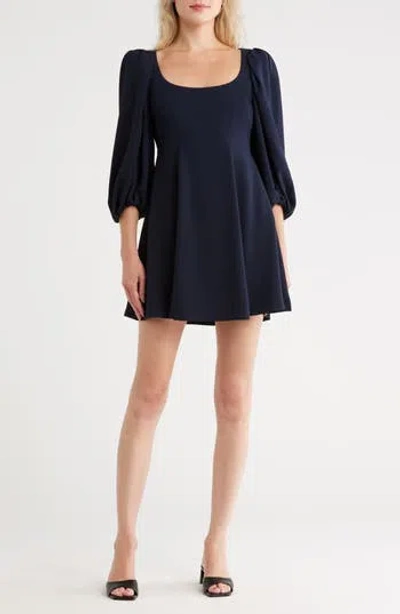 Rebecca Taylor Long Sleeve Crepe Dress In Blue