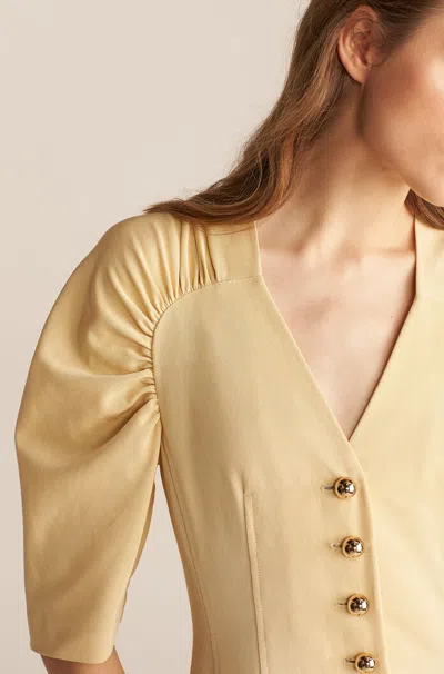 Rebecca Taylor Long Sleeve Faille Dress In Neutral