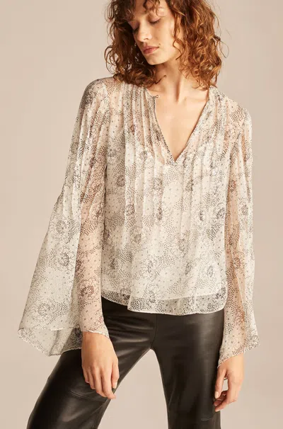 Rebecca Taylor Long Sleeve Pintuck Top In Multi