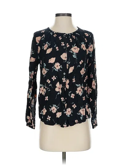 Pre-owned Rebecca Taylor Long Sleeve Silk Top Black Keyhole Neckline Tops