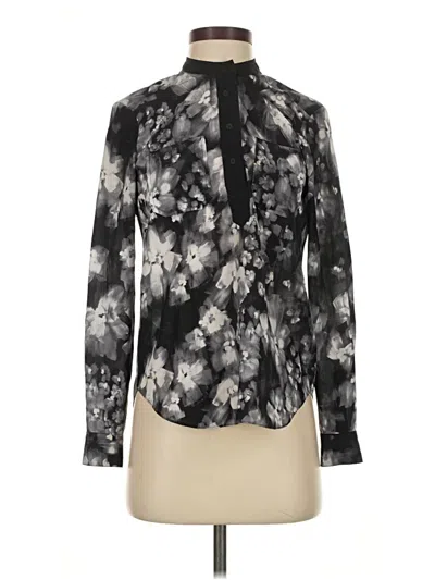 Pre-owned Rebecca Taylor Long Sleeve Silk Top Black Tie Neck Tops