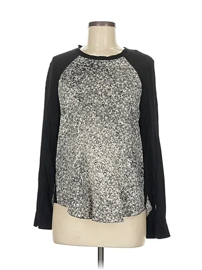 Pre-owned Rebecca Taylor Long Sleeve Silk Top Ivory Mock Neckline Tops In White