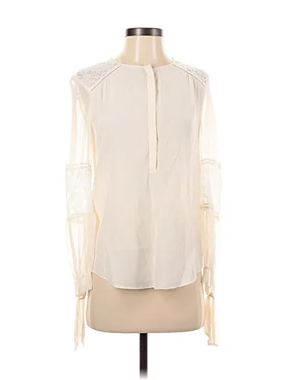 Pre-owned Rebecca Taylor Long Sleeve Silk Top Ivory Tie Neck Tops In White