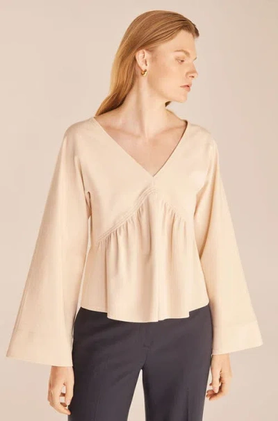 Rebecca Taylor Long Sleeve Trapeze Top In Alabaster
