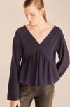 Rebecca Taylor Long Sleeve Trapeze Top In Navy