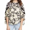 Rebecca Taylor Longsleeve Gold Leaf Top In Black Combo In Black