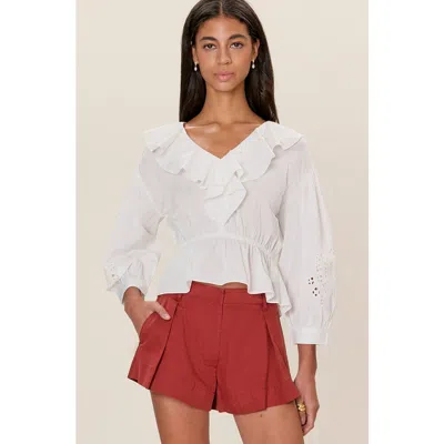 Rebecca Taylor Lorelai Embroidered Blouse In White