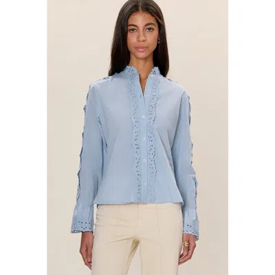 Rebecca Taylor Lorelai Embroidered Shirt In Blue