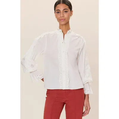 Rebecca Taylor Lorelai Embroidered Shirt In White
