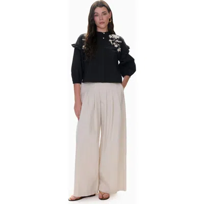 Rebecca Taylor Lydia Applique Top In Black