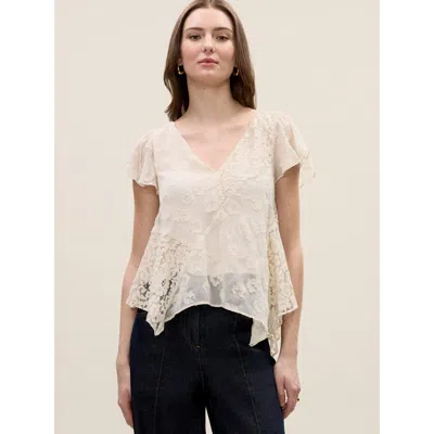 Rebecca Taylor Marielle Lace Blouse In Ivory