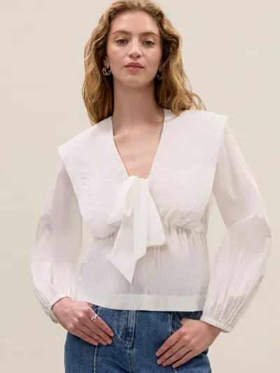 Rebecca Taylor Marietta Cape Blouse In Milk In White