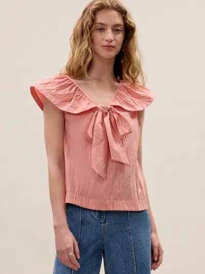 Rebecca Taylor Marietta Crinkle Top In Pink