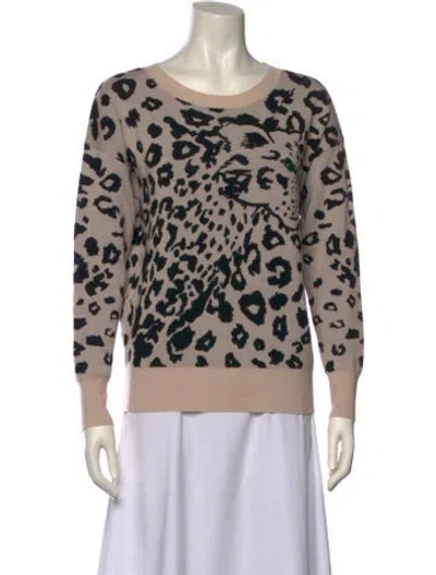 Pre-owned Rebecca Taylor Merino Wool Animal Print Sweater In Neutral
