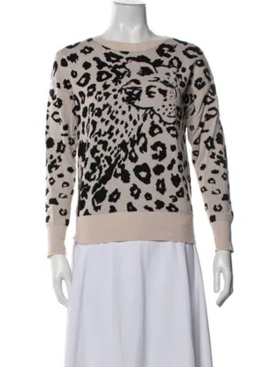 Pre-owned Rebecca Taylor Merino Wool Animal Print Sweater In Neutrals