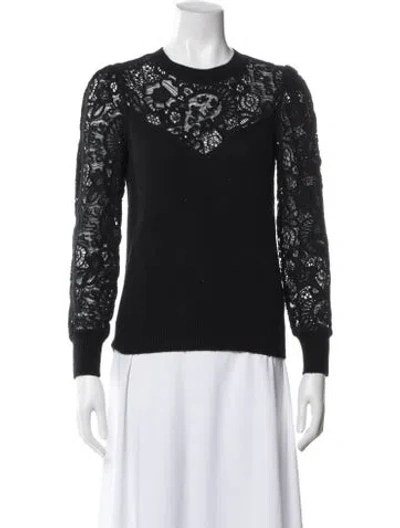 Pre-owned Rebecca Taylor Merino Wool Crew Neck Sweater In Black