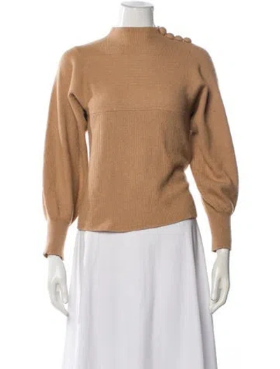 Pre-owned Rebecca Taylor Merino Wool Mock Neck Sweater In Neutral