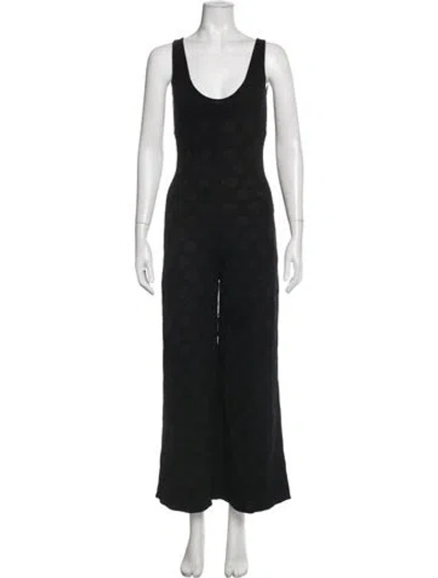 Pre-owned Rebecca Taylor Merino Wool Patterned Jumpsuit In Black