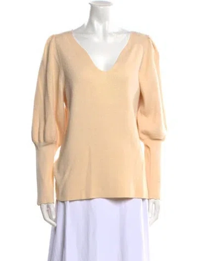 Pre-owned Rebecca Taylor Merino Wool V-neck Sweater In Yellow