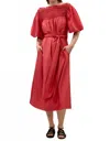 Rebecca Taylor Merrick Silk Cotton Midi Dress In Scarlet In Red