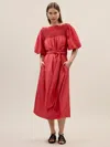 Rebecca Taylor Merrick Silk Cotton Midi Dress In Scarlet In Red