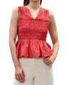 Rebecca Taylor Merrick Silk Cotton Top In Scarlet In Multi