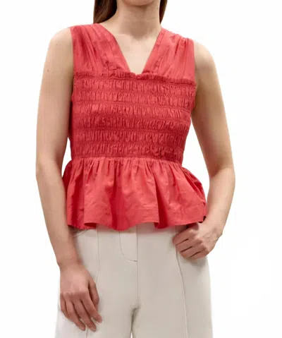 REBECCA TAYLOR MERRICK SILK COTTON TOP IN SCARLET