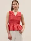 Rebecca Taylor Merrick Silk Cotton Top In Scarlet In Red