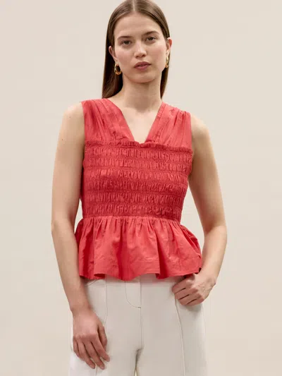 Rebecca Taylor Merrick Silk Cotton Top In Scarlet In Multi