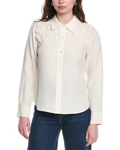 Rebecca Taylor Mia Crepe Blouse In Neutral