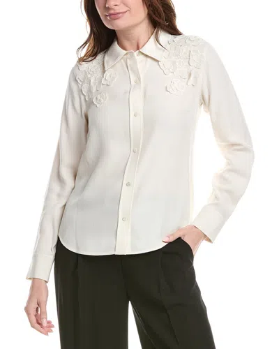 Rebecca Taylor Mia Crepe Blouse In Neutral