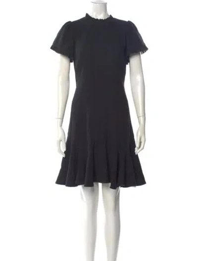 Pre-owned Rebecca Taylor Mock Neck Mini Dress In Black