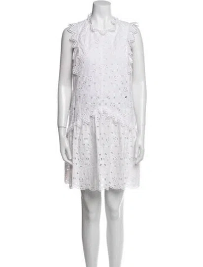 Pre-owned Rebecca Taylor Mock Neck Mini Dress In White