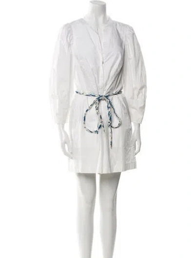 Pre-owned Rebecca Taylor Mock Neck Romper In White