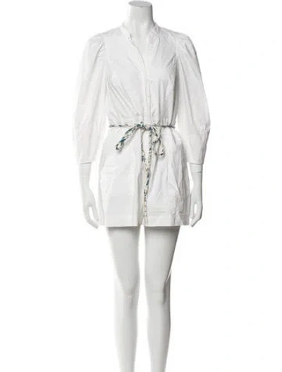 Pre-owned Rebecca Taylor Mock Neck Romper In White