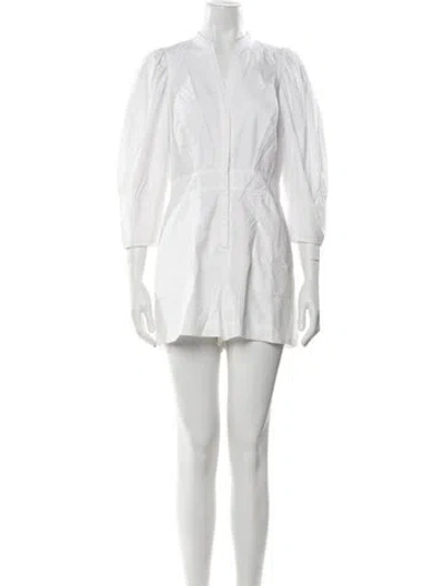 Pre-owned Rebecca Taylor Mock Neck Romper In White