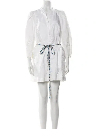 Pre-owned Rebecca Taylor Mock Neck Romper In White