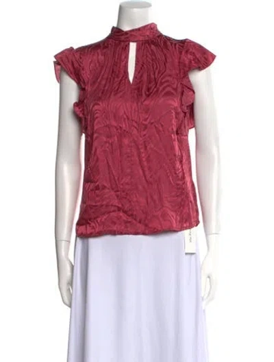 Pre-owned Rebecca Taylor Mock Neck Short Sleeve Blouse W/ Tags In Pink