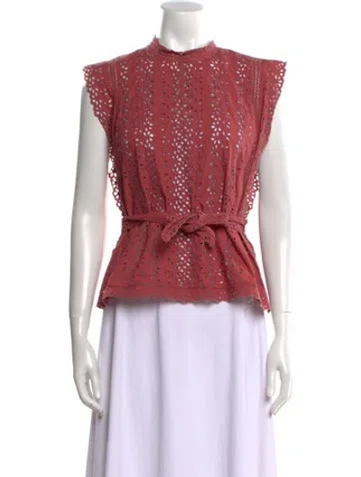 Pre-owned Rebecca Taylor Mock Neck Sleeveless Blouse In Pink
