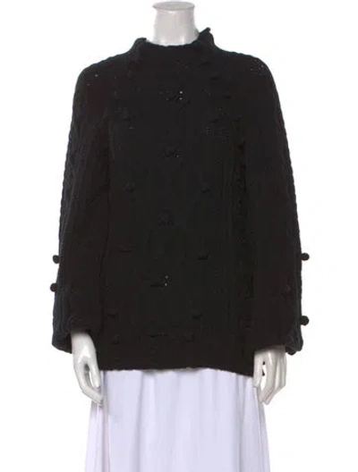 Pre-owned Rebecca Taylor Mock Neck Sweater In Black