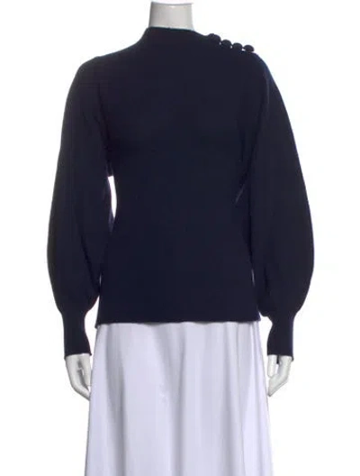 Pre-owned Rebecca Taylor Mock Neck Sweater In Blue