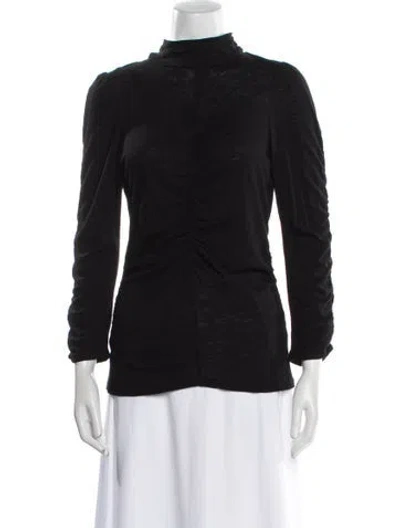 Pre-owned Rebecca Taylor Mock Neck Three-quarter Sleeve Top In Black
