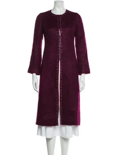 Pre-owned Rebecca Taylor Mohair Coat In Burgundy