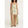 Rebecca Taylor Nouveau Fleur Mini Dress With Train In Snow Combo
