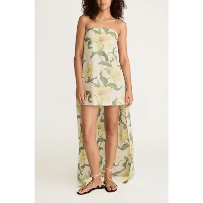 Rebecca Taylor Nouveau Fleur Mini Dress With Train In Snow Combo