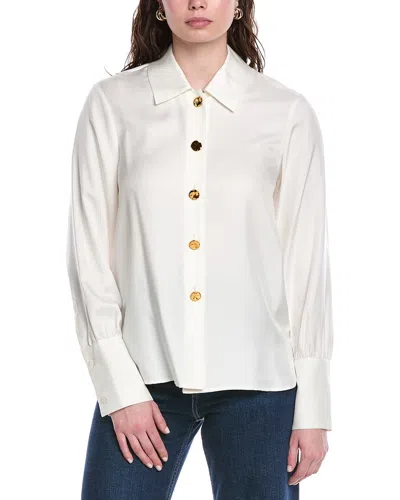 Rebecca Taylor Silky Novelty Button Shirt In White